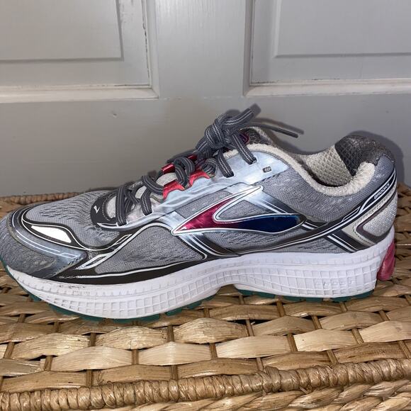 BROOKS Ghost 8 Women Sz 10 Running Shoes Sneaker Grey Silver Pink Lace Up Weight - Picture 10 of 11